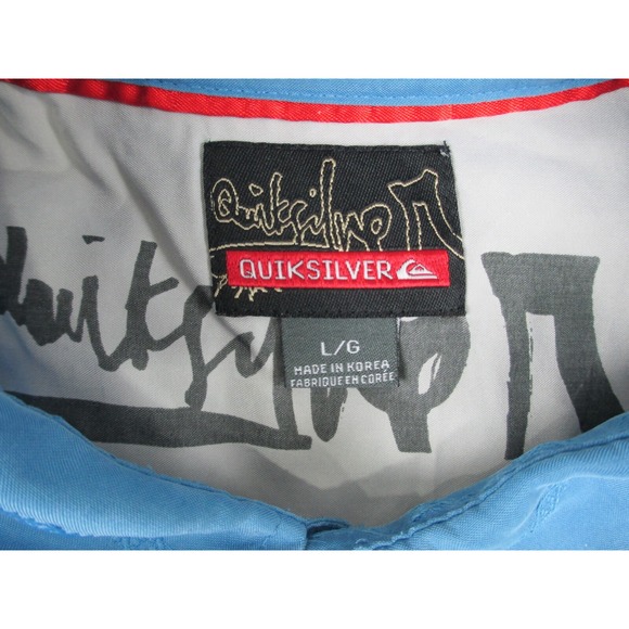 VINTAGE Quiksilver Shirt Mens Large Blue Button Up Striped Embroidered Casual* - Picture 13 of 13